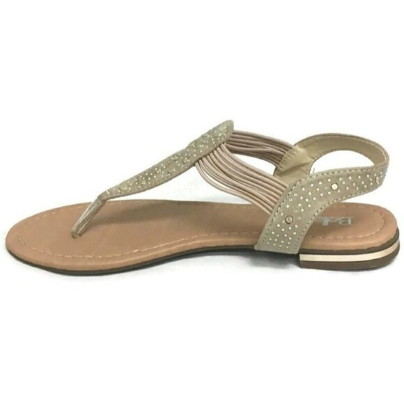 Bella Marie Womens Size 6 ANNA Slip On Beach Rhinestone Gladiator Sandals Beige - Picture 4 of 10